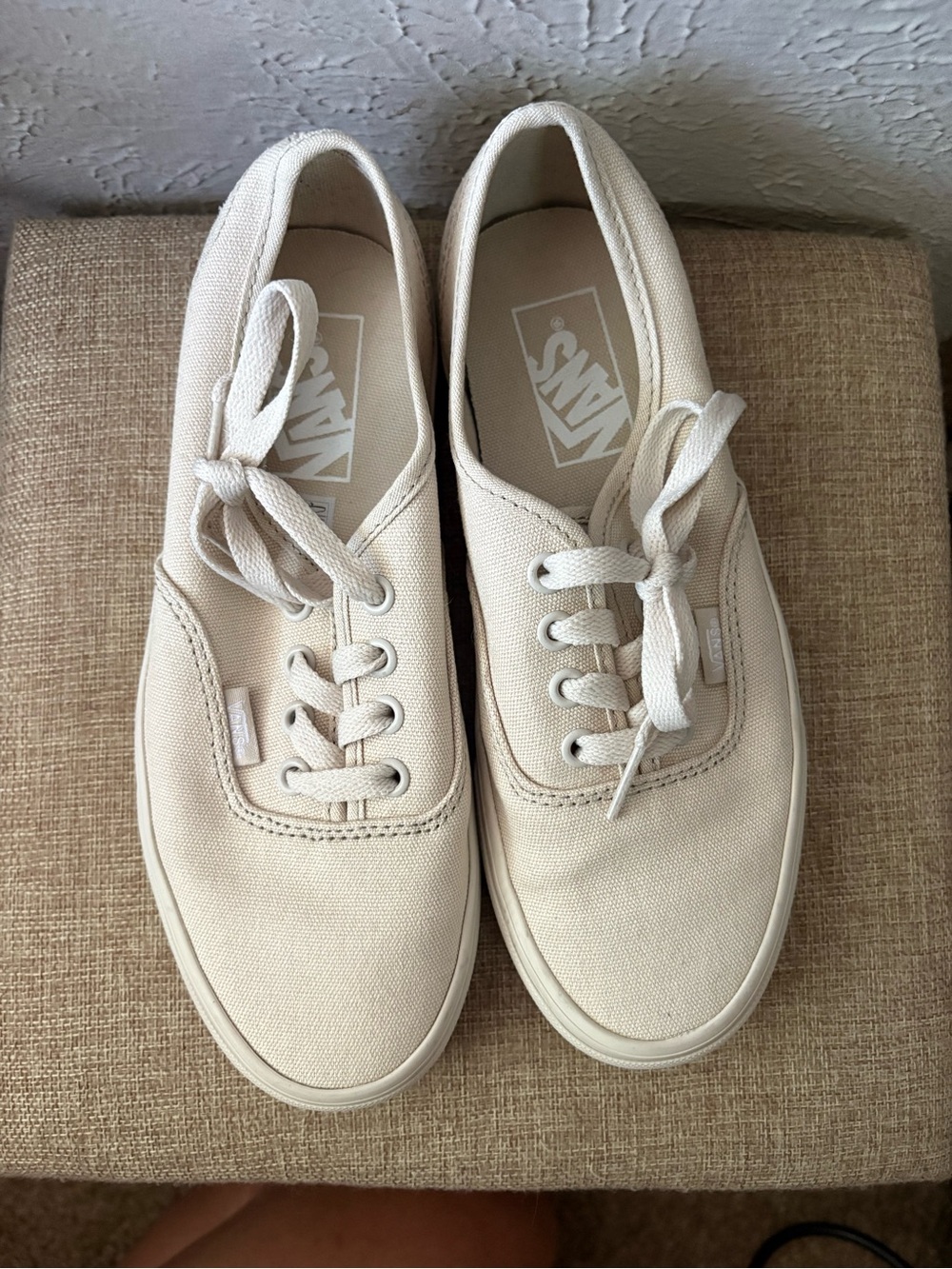 Vans Men’s Canvas Lace-Up Sneakers in Cream